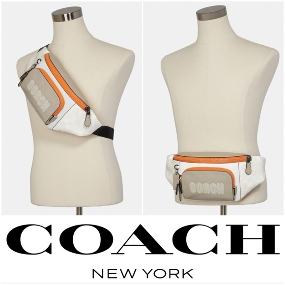 Coach Track Leather Signature logo Color block Belt Fanny Bag*NWT - Picture 1 of 6